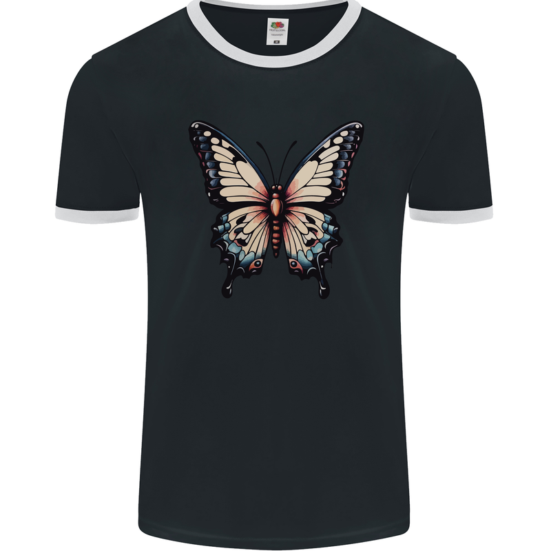 A Stunning Butterfly Mens Ringer T-Shirt FotL Black/White