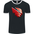 Curled Trinidad and Tobago Day Football Mens Ringer T-Shirt FotL Black/White
