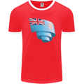 Curled Fiji Flag Fijian Day Football Mens Ringer T-Shirt FotL Red/White