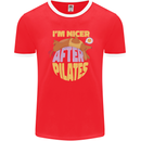 Nicer After Pilates Funny Yoga Dog Mens Ringer T-Shirt FotL Red/White
