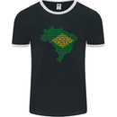 Brazilian Flag Word Cloud Brazil Football Mens Ringer T-Shirt FotL Black/White