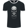 Skater Skull Skateboard Skateboarding Mens Ringer T-Shirt FotL Black/White