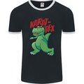 Karat-Rex Karate T-Rex Dinosaur Mens Ringer T-Shirt FotL Black/White