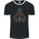Voodoo Drummer Skull  Drumming Heavy Metal Mens Ringer T-Shirt FotL Black/White