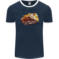 Polygonal Chameleon Mens Ringer T-Shirt FotL Navy Blue/White