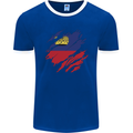 Torn Liechtenstein Flag Liechtensteiner Day Football Mens Ringer T-Shirt FotL Royal Blue/White