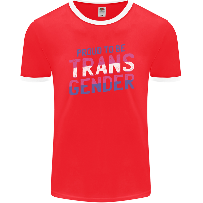 Proud to Be Transgender LGBT Mens Ringer T-Shirt FotL Red/White