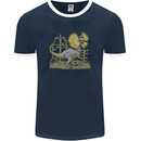 Dilophosaurus Dinosaur Mens Ringer T-Shirt FotL Navy Blue/White