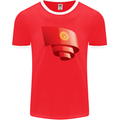Curled Kyrgyzstan Flag Kyrgyz Day Football Mens Ringer T-Shirt FotL Red/White
