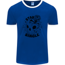Stay Single Anti Valentines Singles Day Skull Mens Ringer T-Shirt Royal Blue/White