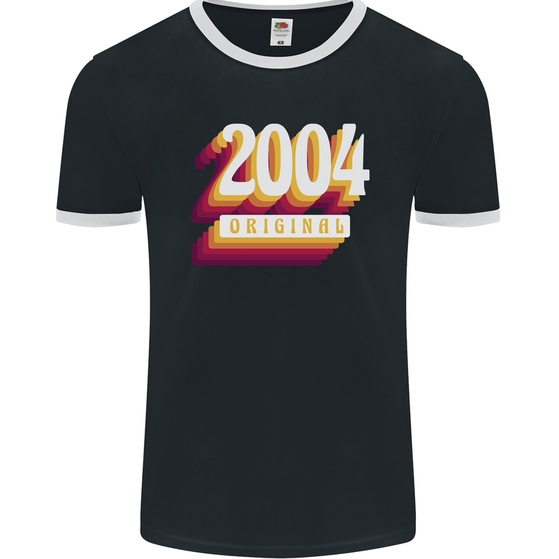 Retro 19th Birthday Original 2004 Mens Ringer T-Shirt FotL Black/White
