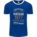 Premium Vintage 46th Birthday 1977 Mens Ringer T-Shirt FotL Royal Blue/White