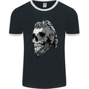 Odin Viking Skull Skull Mens Ringer T-Shirt FotL Black/White