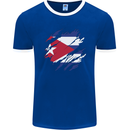 Torn Cuba Flag Cuban Day Football Mens Ringer T-Shirt FotL Royal Blue/White