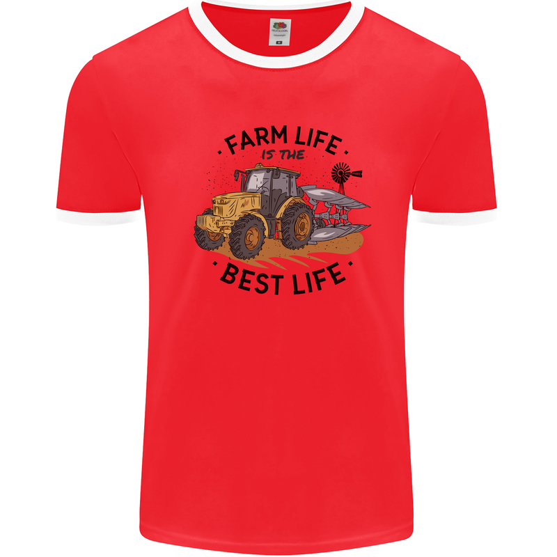 Farm Life is the Best Life Farming Farmer Mens Ringer T-Shirt Red/White