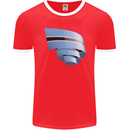 Curled Botswana Flag Batswana Day Football Mens Ringer T-Shirt FotL Red/White