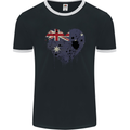 Love Australia Flag Australian Day Football Mens Ringer T-Shirt FotL Black/White