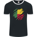 Torn Benin Flag Beninese Day Football Mens Ringer T-Shirt FotL Black/White