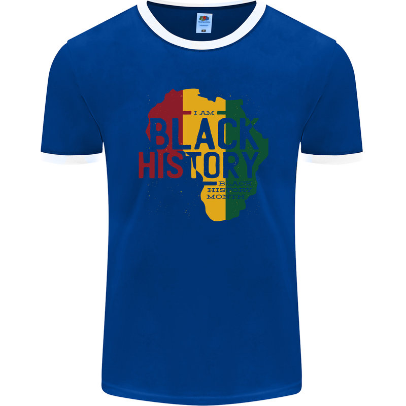 African Black History Month Lives Matter Juneteenth Mens Ringer T-Shirt FotL Royal Blue/White