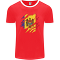 Torn Moldova Flag Moldovan Day Football Mens Ringer T-Shirt FotL Red/White