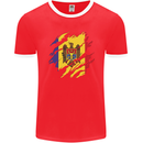 Torn Moldova Flag Moldovan Day Football Mens Ringer T-Shirt FotL Red/White