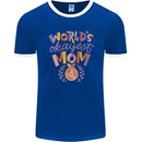 Worlds Okayest Mom Mothers Day Mummy Mens Ringer T-Shirt FotL Royal Blue/White