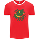 Torn Mauritania Flag Mauritanian Day Football Mens Ringer T-Shirt FotL Red/White