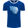 Curled Micronesia Flag Micronesian Day Football Mens Ringer T-Shirt FotL Royal Blue/White