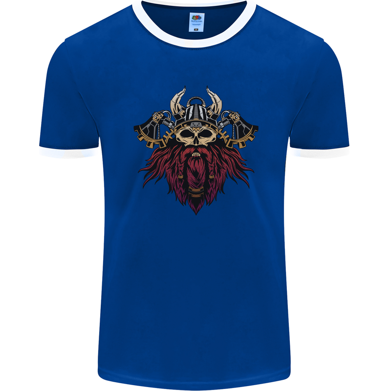 A Steampunk Viking Mens Ringer T-Shirt FotL Royal Blue/White