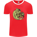 A Chameleon Eating Ramen Mens Ringer T-Shirt FotL Red/White