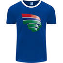 Curled Gambia Flag Gambian Day Football Mens Ringer T-Shirt FotL Royal Blue/White
