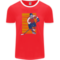 Ice Hockey Player Mens Ringer T-Shirt FotL Red/White