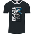 Skate Your Dreams Skateboard Skull Mens Ringer T-Shirt FotL Black/White