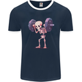 Gym Skeleton Bodybuilding Training Top Mens Ringer T-Shirt FotL Navy Blue/White