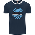 Torn Botswana Flag Batswana Day Football Mens Ringer T-Shirt FotL Navy Blue/White