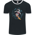 Black Hole Surfer Astronaut Space Surfing Mens Ringer T-Shirt FotL Black/White