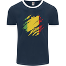 Torn Mali Flag Malian Day Football Mens Ringer T-Shirt FotL Navy Blue/White
