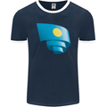 Curled Palau Flag Palauan Day Football Mens Ringer T-Shirt FotL Navy Blue/White