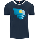 Curled Palau Flag Palauan Day Football Mens Ringer T-Shirt FotL Navy Blue/White