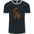 Steampunk T-Rex Dinosaur Mens Ringer T-Shirt FotL Black/White