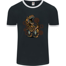 Steampunk T-Rex Dinosaur Mens Ringer T-Shirt FotL Black/White