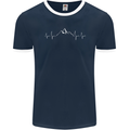 Mountain ECG Trekking Hiking Climbing Pulse Mens Ringer T-Shirt FotL Navy Blue/White