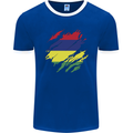 Torn Mauritius Flag Mauritians Day Football Mens Ringer T-Shirt FotL Royal Blue/White