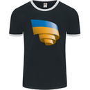 Curled Ukraine Flag Ukrainian Day Football Mens Ringer T-Shirt FotL Black/White