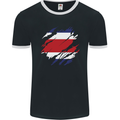 Torn Costa Rica Flag Rican Day Football Mens Ringer T-Shirt FotL Black/White