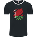 Torn Belarus Flag Belarusian Day Football Mens Ringer T-Shirt FotL Black/White