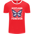 Scottish Butterfly Scotland Mens Ringer T-Shirt FotL Red/White