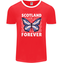 Scottish Butterfly Scotland Mens Ringer T-Shirt FotL Red/White