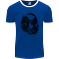 Headphones & Nature Music Trekking Hiking Mens Ringer T-Shirt Royal Blue/White