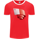Curled Malta Flag Maltese Day Football Mens Ringer T-Shirt FotL Red/White